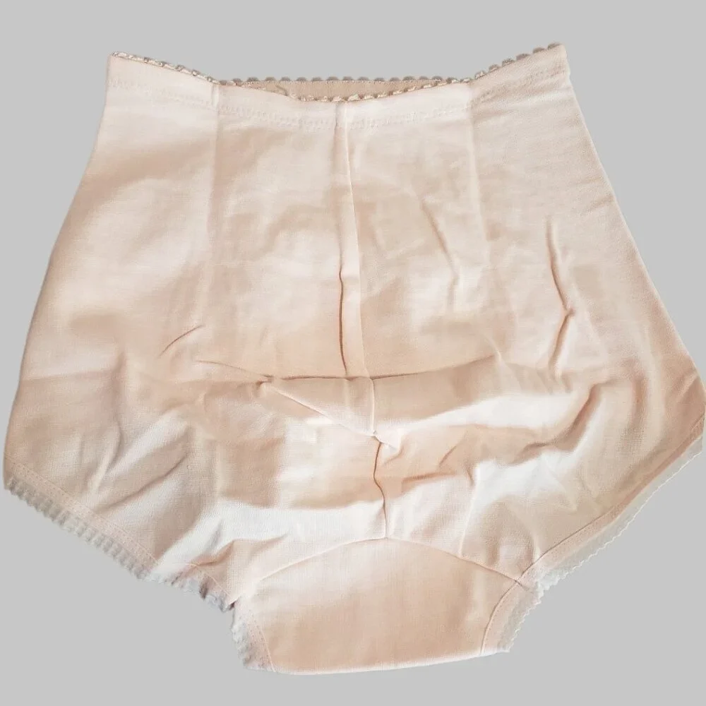 Pulo Mei Vtg Style Embroidered High-Waisted Shapewear Briefs Light Pink Large